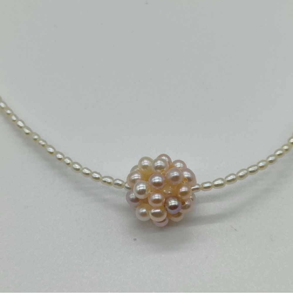 Elegant Cultured Ivory & Rose Pearl Cluster Necklace